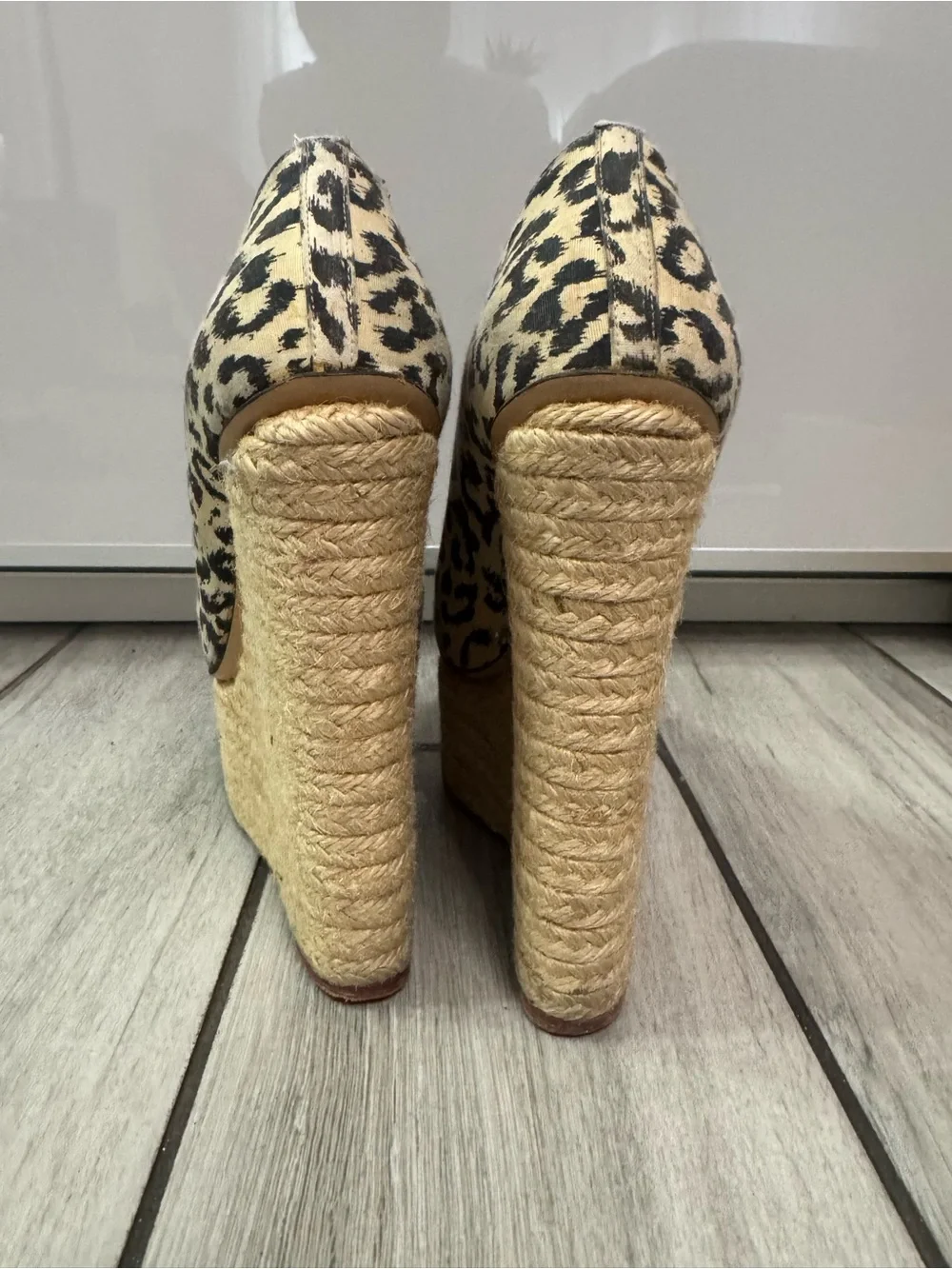 Charlotte Olympia Leopard Print Platform Espadrille Wedges - Beige/Black